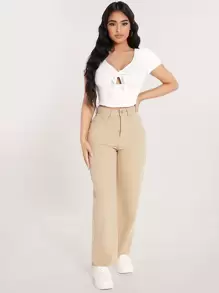 SHEIN PETITE Blugi uni cu tiv brut