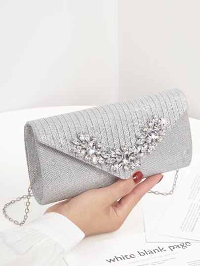 Vincy Glitter Handbag Glamorous Glitter Bling, Sequin, Luxury, Shiny Glitter Rhinestone Decor Flap Chain Square Bag Evening Bag, Dinner Bag For Party Girl, Woman, Bride Perfect For Party, Wedding, Prom, Dinner/Banquet, For