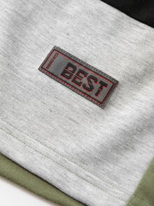 Manfinity Homme Hombres Shorts de color combinado con diseño de parche de letra de cintura con cordón - Multicolor - Ver 5