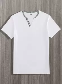 Manfinity Tops Nam Nút Đồ họa Giải trí - trắng - Xem 1