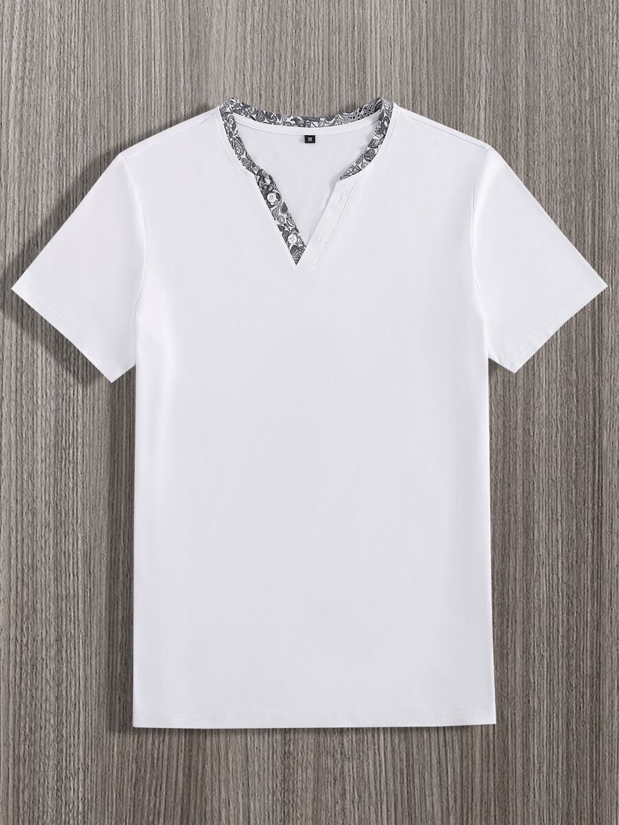 Manfinity Tops Nam Nút Đồ họa Giải trí - trắng - Xem 1