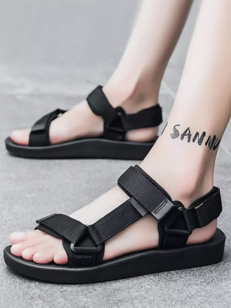 Men Knit Detail Flat Shoes Open Toe Sport Sandals Men Vacation SHEIN