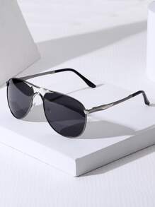 POLASUP 1pc Polarized Men's Summer Double Bridge Pilot Metal Bicolor High-End Electroplated 3D Flexible Hinge Adaptive Width Classic Copper Pilot Sunglasses, Fashion Driving Outdoor Shades, All Seasons - Black - View 10