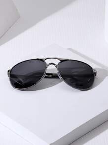 POLASUP 1pc Polarized Men's Summer Double Bridge Pilot Metal Bicolor High-End Electroplated 3D Flexible Hinge Adaptive Width Classic Copper Pilot Sunglasses, Fashion Driving Outdoor Shades, All Seasons - Black - View 7