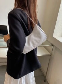 Women PU Leather Solid Color Casual Minimalist Shoulder Bag - White - View 6