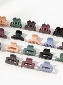 18pcs Solid Matte Hair Claw Flower Claw Plastic Small Claw Clips & Mini Claw Clips For Hair, Mini Hair Clips For Thin Hair, Tiny Jaw Clip For Hair Casual - Multicolor - View 5