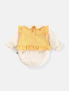 Peninsula Baby Color Block Ruffle Trim Bodysuit - Multicolor - View 2