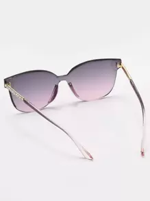 1pc Geometric Frame Rhinestone Rimless Decorative Women's Sunglasses, Elegant Outdoor Sunglasses, Beach Sunglasses For Women, Beach Accessories, Sun Protection For Outdoor, Travel, Summer Beach Vacation - Ombre - View 2