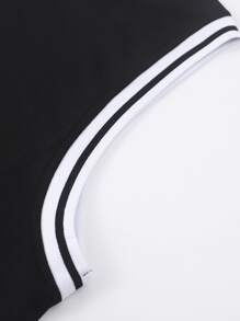 Aesthetic Post--Men Letter Graphic Patch Detail Contrast Trim Tank Top - Black - View 4