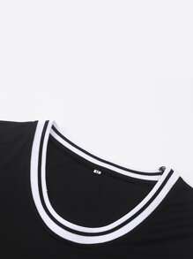 Aesthetic Post--Men Letter Graphic Patch Detail Contrast Trim Tank Top - Black - View 6