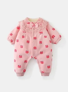 Peninsula Baby 嬰兒水果印花蝴蝶結前紐扣連身褲 - 粉色 - 查看 1