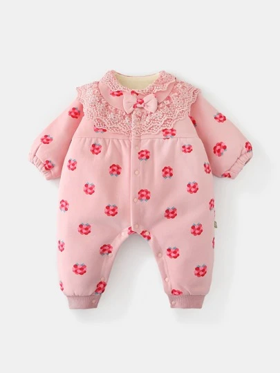 Peninsula Baby 嬰兒水果印花蝴蝶結前紐扣連身褲