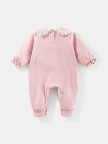 Peninsula Baby 蕾絲邊心和打結刺繡連身褲 - 淺粉色 - 查看 2