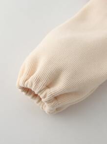 嬰兒燈籠袖3D愛心貼布上衣和連身背心 - 杏色 - 查看 3