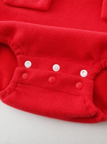 嬰兒燈籠袖3D愛心貼布上衣和連身背心 - 杏色 - 查看 4