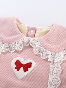 Peninsula Baby 蕾絲邊心和打結刺繡連身褲 - 淺粉色 - 查看 6
