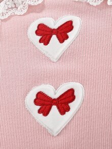 Peninsula Baby 蕾絲邊心和打結刺繡連身褲 - 淺粉色 - 查看 7
