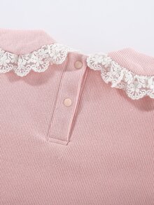 Peninsula Baby 蕾絲邊心和打結刺繡連身褲 - 淺粉色 - 查看 8