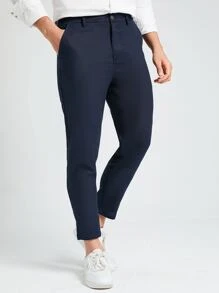 Manfinity Homme Men Suit Pants Túi màu trơn - Màu xanh hải quân - Xem 4