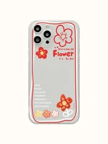 Flower Painted Clear Phone Case - Red - View 1