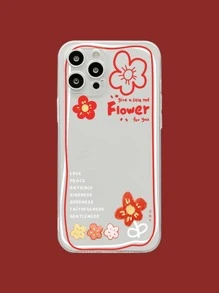 Flower Painted Clear Phone Case - Red - View 2