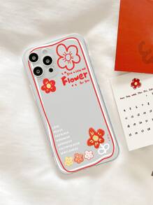 Flower Painted Clear Phone Case - Red - View 3