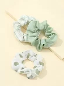 3 cái Heart & Plaid Print Scrunchie - màu xanh lá - Xem 6