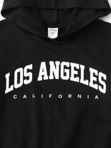 SHEIN Chàng trai trẻ Đồ họa Chữ cái Áo Hoodie & Quần thể thao - màu đen - Xem 3