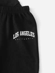 SHEIN Chàng trai trẻ Đồ họa Chữ cái Áo Hoodie & Quần thể thao - màu đen - Xem 4