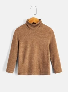 SHEIN Chàng trai trẻ Chất rắn Tay áo dài Đứng cổ áo Áo polo , Thích hợp Đối với Giải trí & Mặc hàng ngày In Mùa Thu Mùa Đông - màu nâu - Xem 1