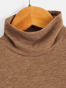 SHEIN Chàng trai trẻ Chất rắn Tay áo dài Đứng cổ áo Áo polo , Thích hợp Đối với Giải trí & Mặc hàng ngày In Mùa Thu Mùa Đông - màu nâu - Xem 3