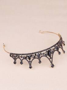 1pc Bridal Wedding Jewelry Rhinestone Tiara Headband Hair Band Hair Hoop - Black - View 3