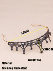 1pc Bridal Wedding Jewelry Rhinestone Tiara Headband Hair Band Hair Hoop - Black - View 4