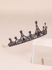 1pc Bridal Wedding Jewelry Rhinestone Tiara Headband Hair Band Hair Hoop - Black - View 5