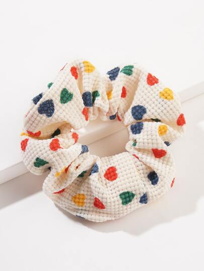 1 chiếc dây buộc tóc in hình trái tim nhiều màu sắc, dây buộc tóc chấm bi xoăn kiểu cổ điển dễ thương dành cho bé gái, phụ kiện tóc đa năng, kẹp tóc đuôi ngựa, phụ kiện làm đẹp tại nhà.