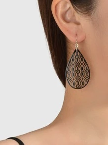 Pendientes De Gota De Agua Calados - Negro - Ver 2