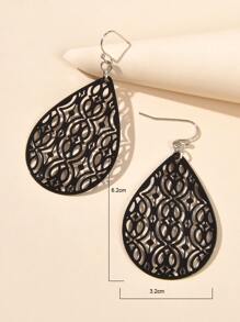 Pendientes De Gota De Agua Calados - Negro - Ver 3