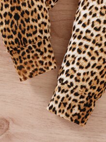 Baby Leopard Print Ruffle Trim Bodysuit & Joggers & Headband - Multicolor - View 7