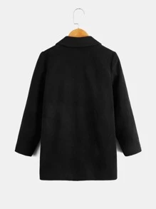 SHEIN Cậu bé Tween 1 Miếng Đã vá Túi Cổ áo Áo khoác - màu đen - Xem 3