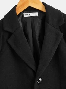 SHEIN Cậu bé Tween 1 Miếng Đã vá Túi Cổ áo Áo khoác - màu đen - Xem 5