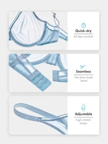 LUVLETTE Không có vải lót Lưới Bras - Màu xanh nhạt - Xem 4