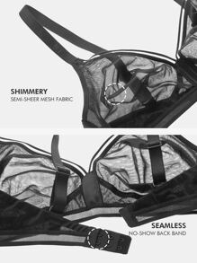 LUVLETTE Sheer Fantasy Shimmer Wirefree Bralet - Black - View 4