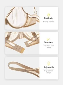 LUVLETTE Sheer Fantasy Shimmer Full Support Plunge Bra - Apricot - View 4