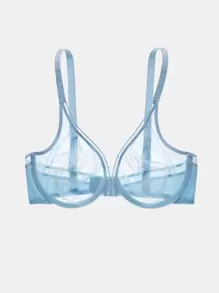 LUVLETTE Không có vải lót Lưới Bras - Màu xanh nhạt - Xem 7