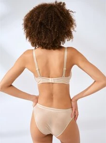 LUVLETTE Sheer Fantasy Shimmer Full Support Plunge Bra - Apricot - View 7