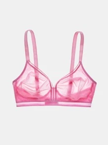 LUVLETTE Wireless Unlined Mesh Bra - Pink - View 7