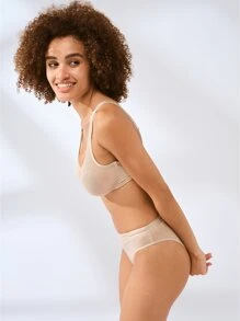 LUVLETTE Sheer Fantasy Shimmer Full Support Plunge Bra - Apricot - View 6