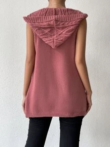 SHEIN LUNE Nữ Cardigans màu trơn Giải trí - Màu Đỏ Sâu - Xem 2