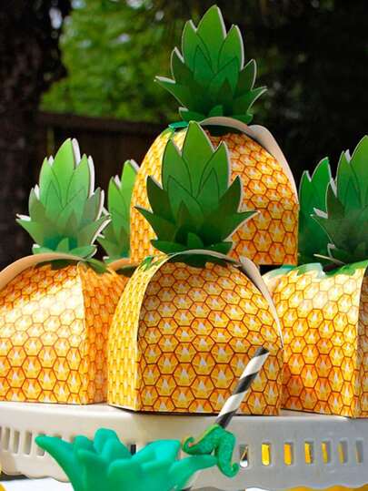 1套10入組夏威夷風格派對禮物菠蘿形糖果禮盒適合夏季婚禮和節日