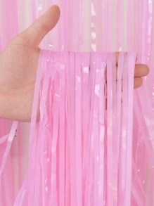 kumozawa 1 tấm rèm tua rua trang trí tiệc màu trơn, rèm mưa PE màu hồng, trang trí phông nền, cho tiệc, Giáng sinh - Hồng - Xem 2